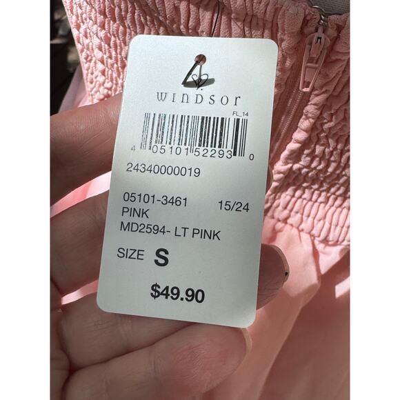 Windsor Pale Petal Pink Romantic Rouched Ballerina Top Dress Flouncy Cap Sleeve - Picture 4 of 7